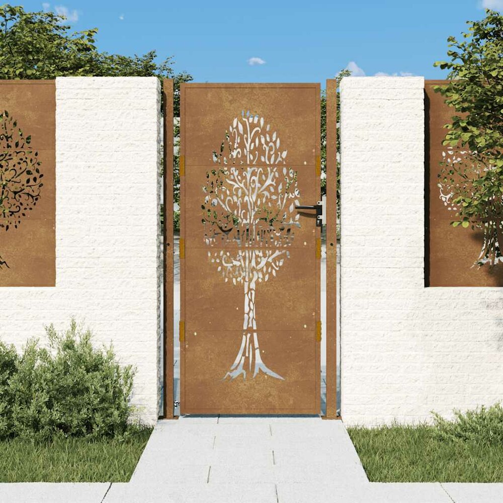 Tuinpoort Alexis 100x200 cm cortenstaal boom ontwerp