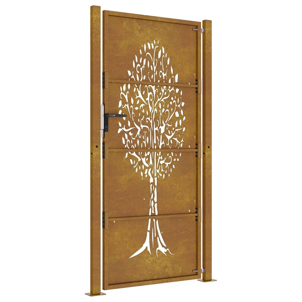 Tuinpoort Alexis 100x200 cm cortenstaal boom ontwerp