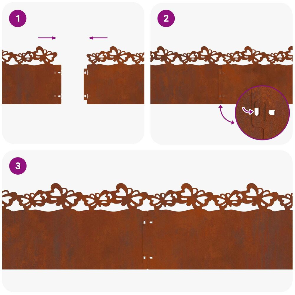 Gazonranden Vlinder SET 10 pcs Roestig 103 x22 cm Cortenstaal