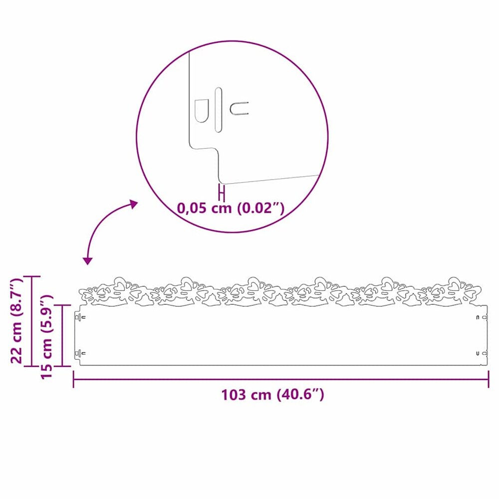 Gazonranden Vlinder SET 10 pcs Roestig 103 x22 cm Cortenstaal