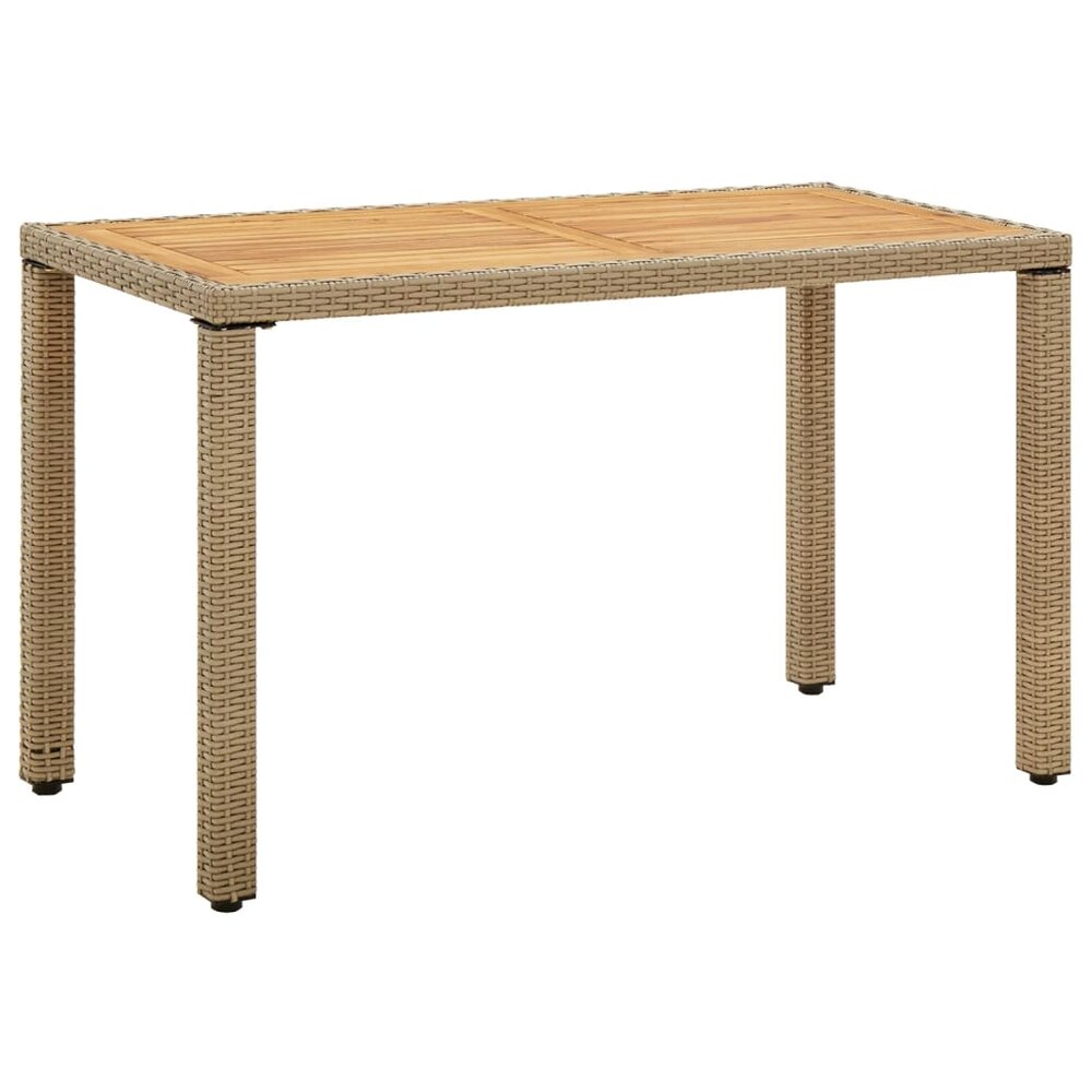 Tuintafel Marcia 123x60x74 cm poly rattan en massief acaciahout beige