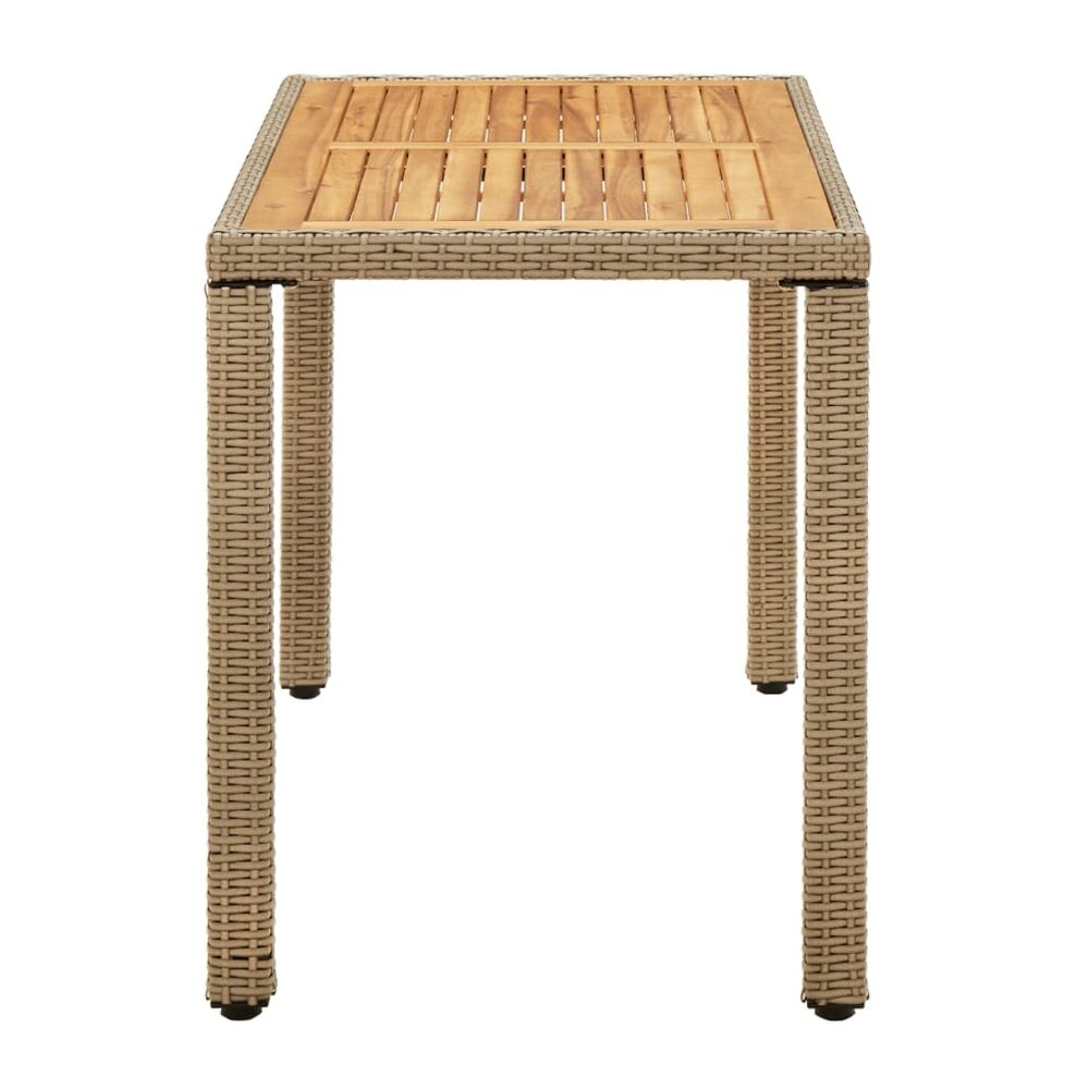 Tuintafel Marcia 123x60x74 cm poly rattan en massief acaciahout beige