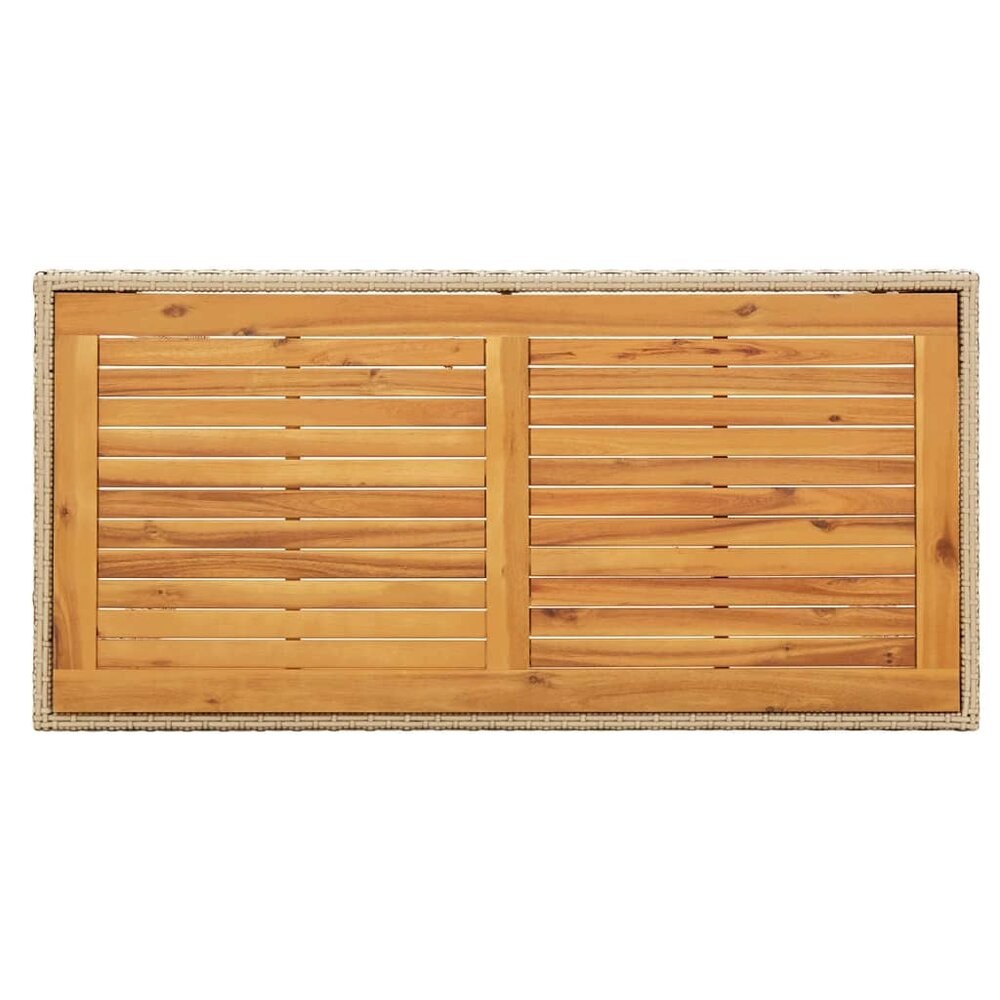 Tuintafel Marcia 123x60x74 cm poly rattan en massief acaciahout beige