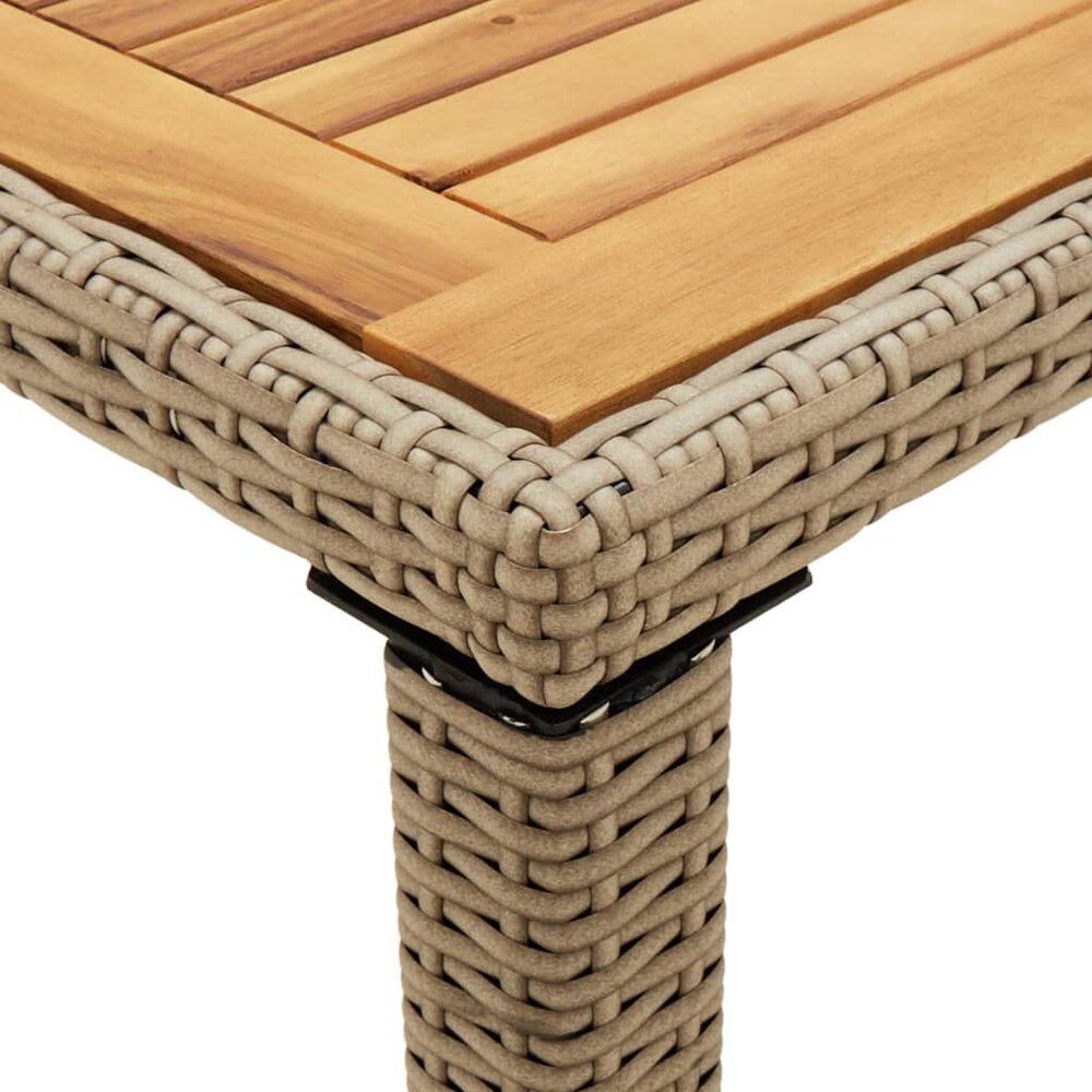Tuintafel Marcia 123x60x74 cm poly rattan en massief acaciahout beige