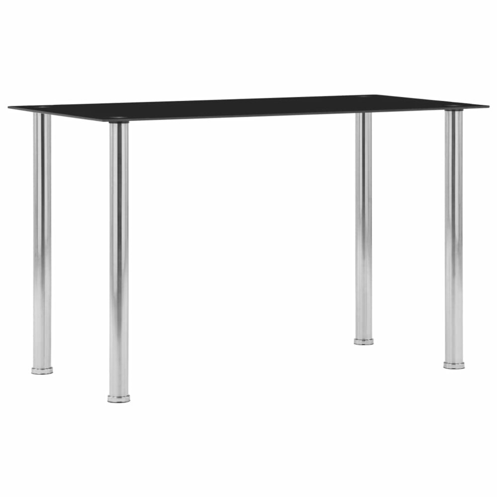 Eettafel Niro smal 120x60x75 cm gehard glas zwart