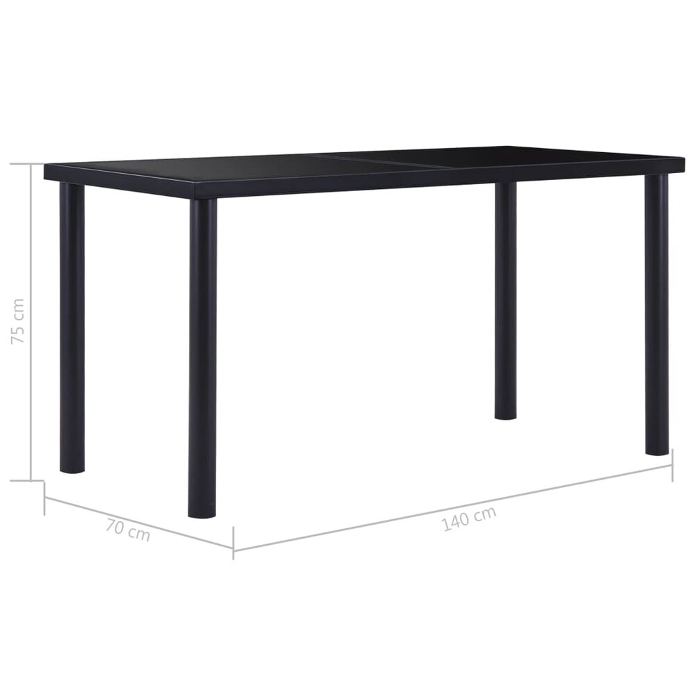 Eettafel Robert 140x70x75 cm gehard glas zwart