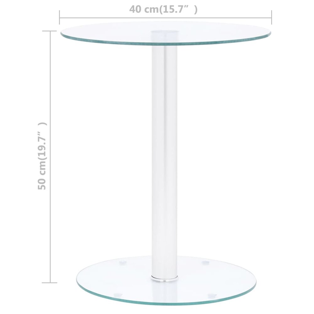 Salontafel Rondo 40 cm gehard glas transparant met aluminium