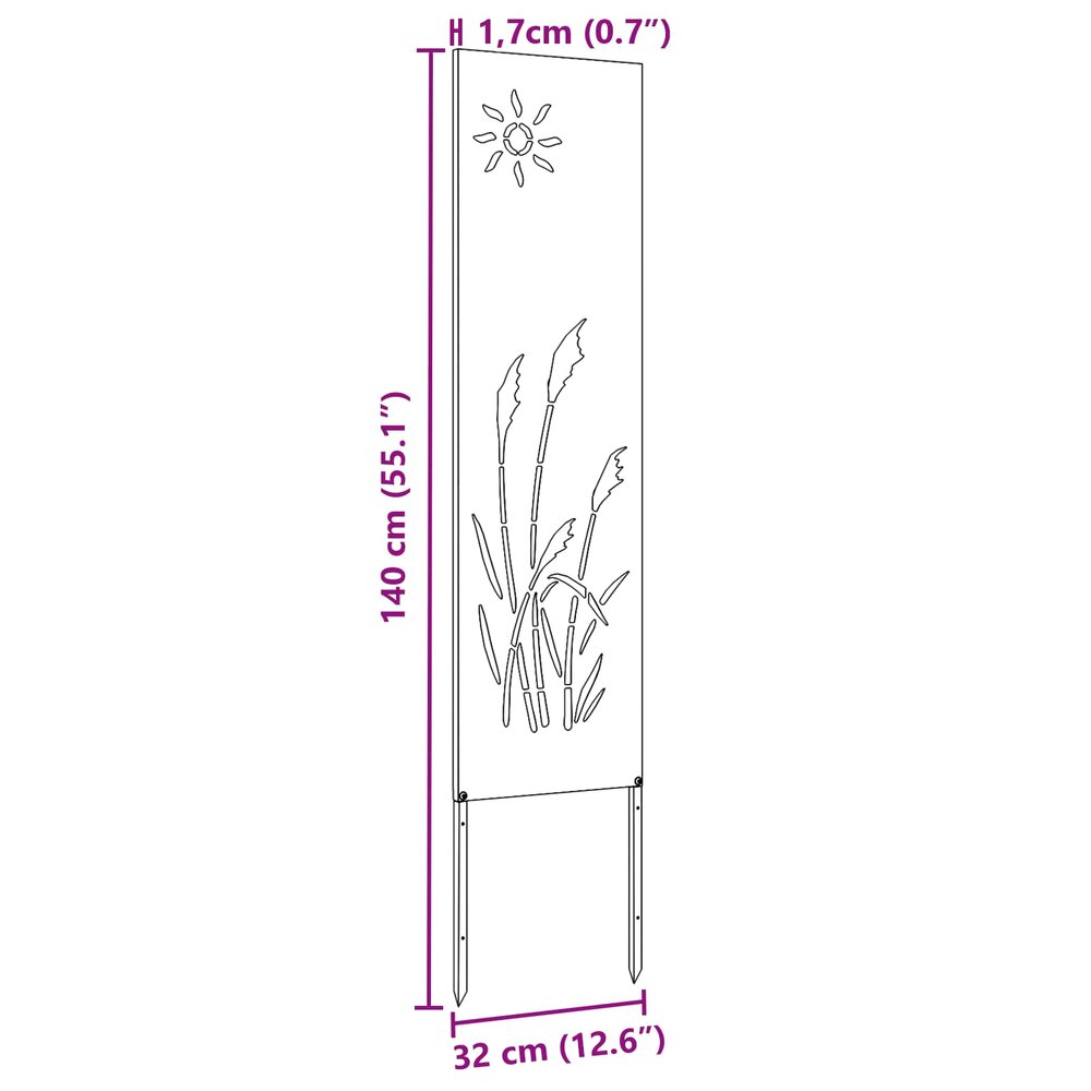 Tuin Privacy Screen Fretwerk Roestig 32 x 140 cm Cortenstaal
