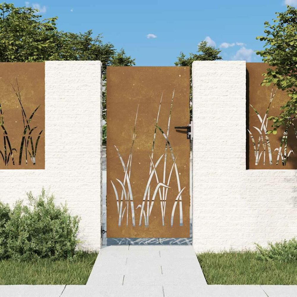 Poort 85x175 cm grasontwerp cortenstaal Tuindeur