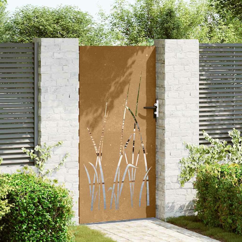 Poort 85x175 cm grasontwerp cortenstaal Tuindeur