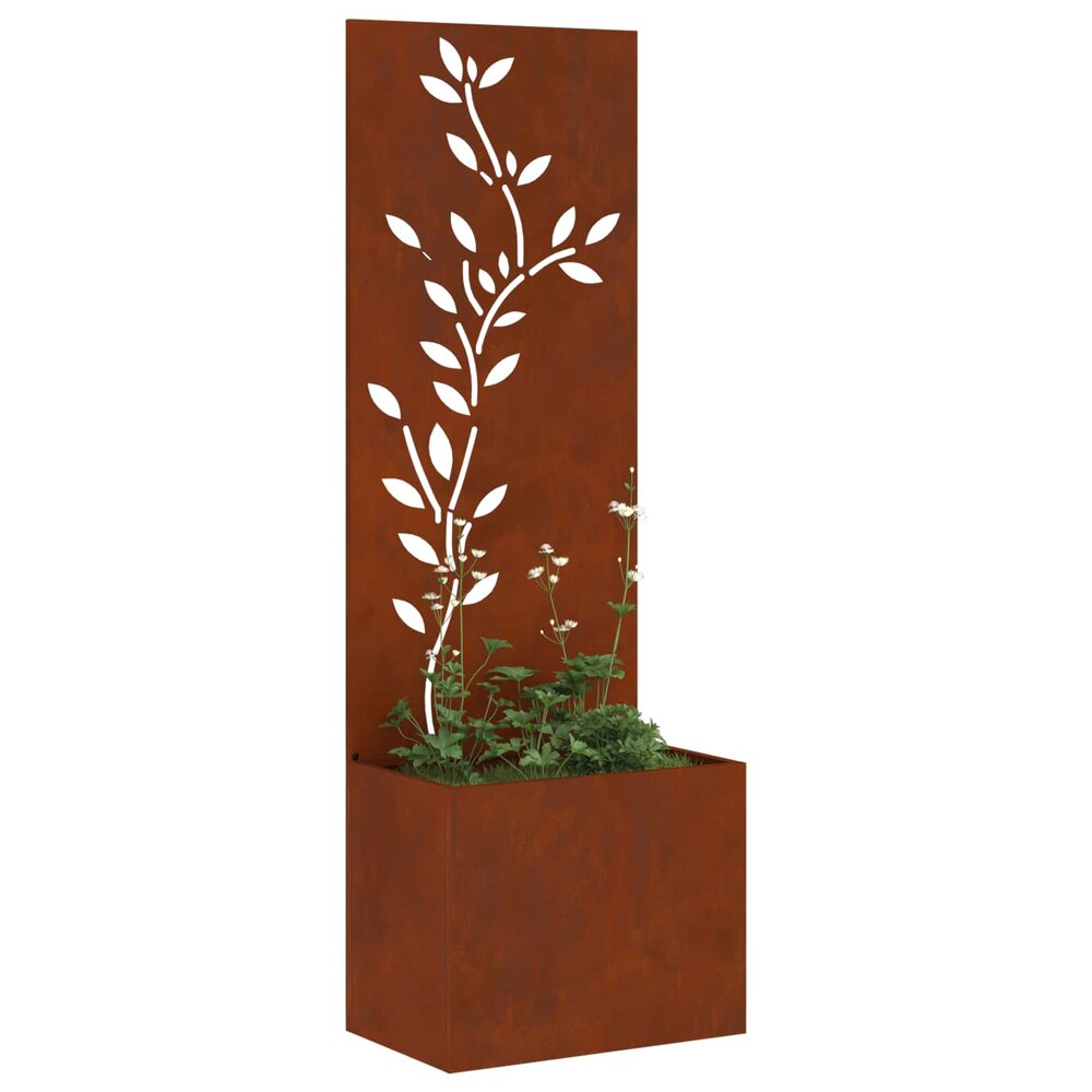 Plantenbak met Privacy Screen Bloemtak Roestig 50 x 140 cm Cortenstaal