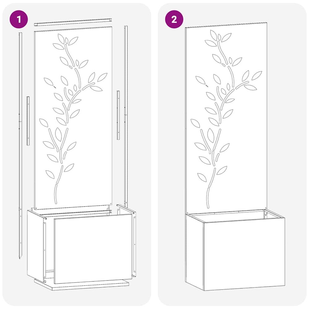 Plantenbak met Privacy Screen Bloemtak Roestig 50 x 140 cm Cortenstaal