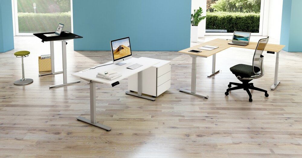 Ergonomische kantoorinrichting met diverse afmetingen Kerkmann Move New Base elektrische bureaus