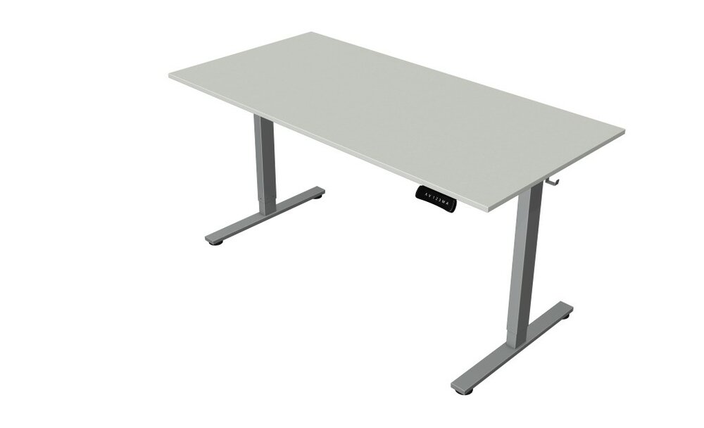 Lichtgrijs elektrisch zit-sta bureau Kerkmann Move New Base 140x80 cm