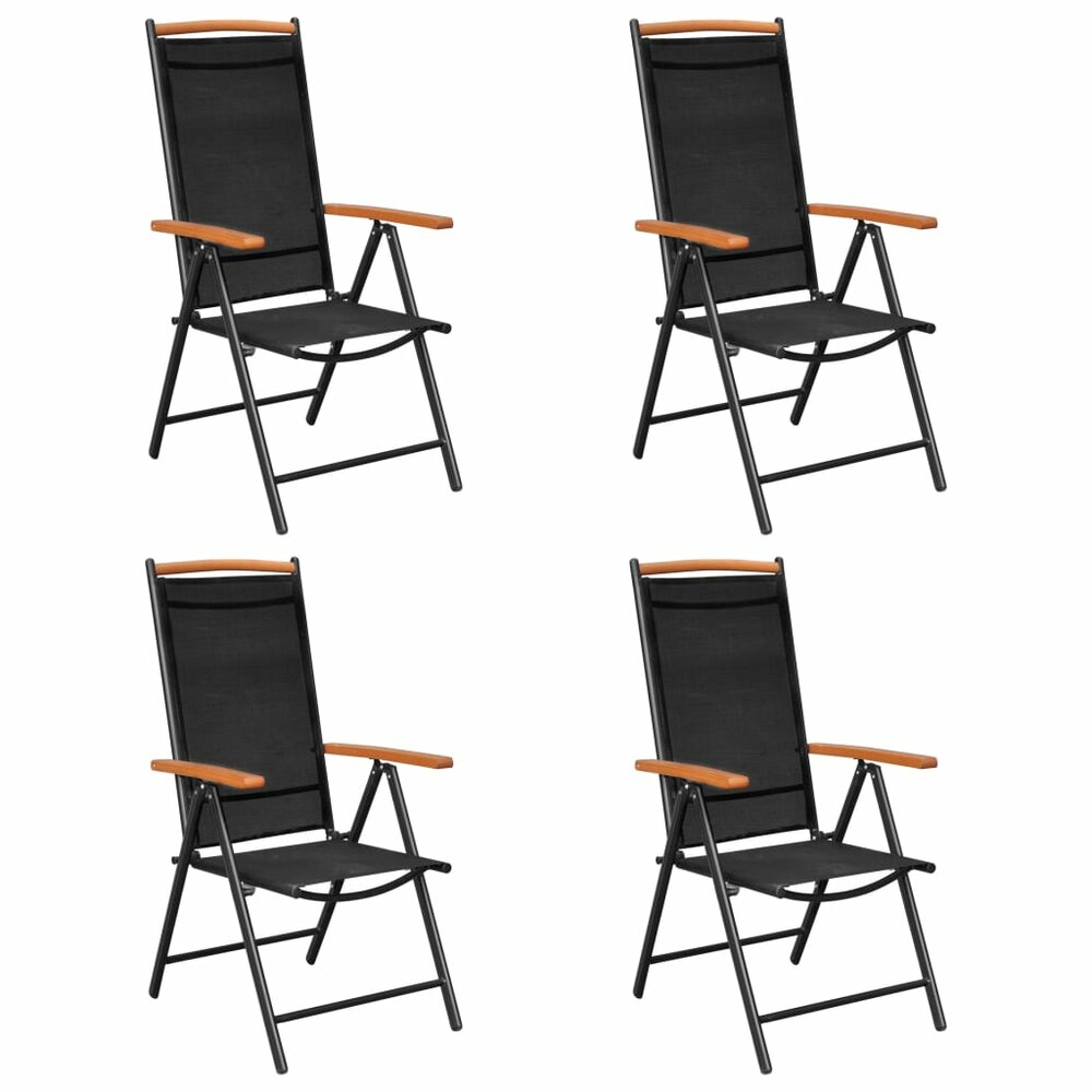 Tuinset Outdoor aluminium zwart 4 stoelen met tafel losse stoelen