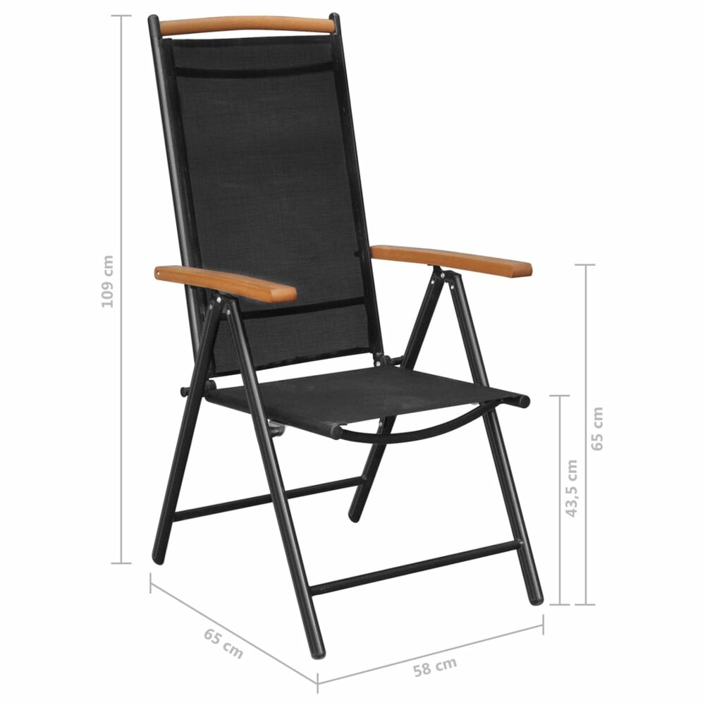 Tuinset Outdoor aluminium zwart 4 stoelen met tafel