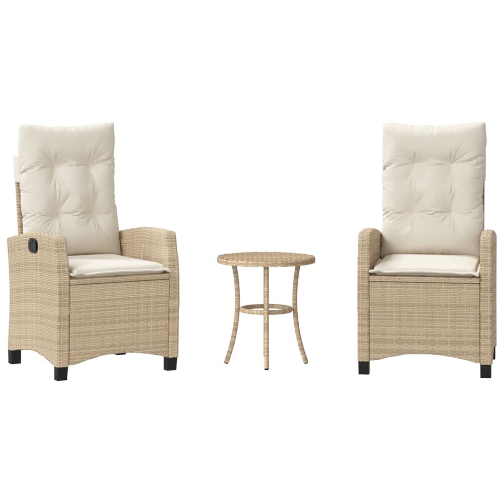 Bistroset Minga met kussens poly rattan beige - 3-delig