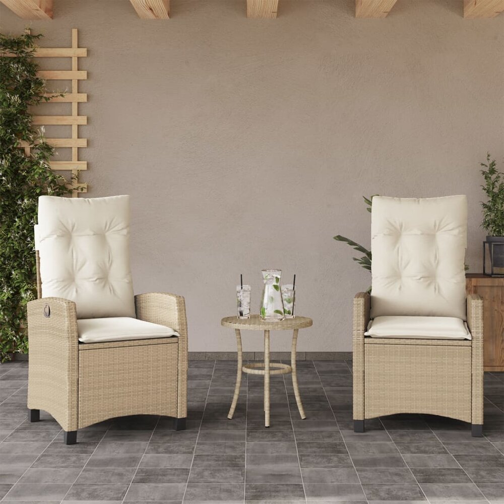 Bistroset Minga met kussens poly rattan beige - 3-delig - sfeerbeeld