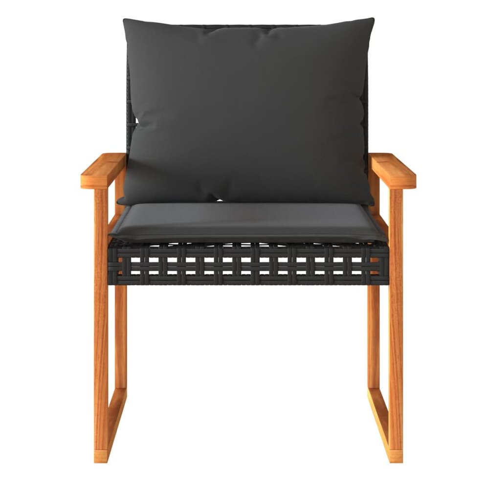 Bistroset Mantra met kussens poly rattan en acaciahout zwart