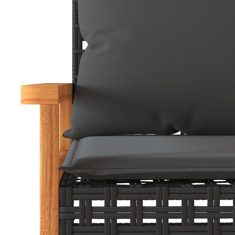 Bistroset Mantra met kussens poly rattan en acaciahout zwart