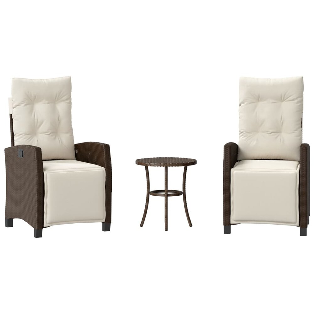 Bistroset Zizo met kussens poly rattan bruin - verstelbare rug