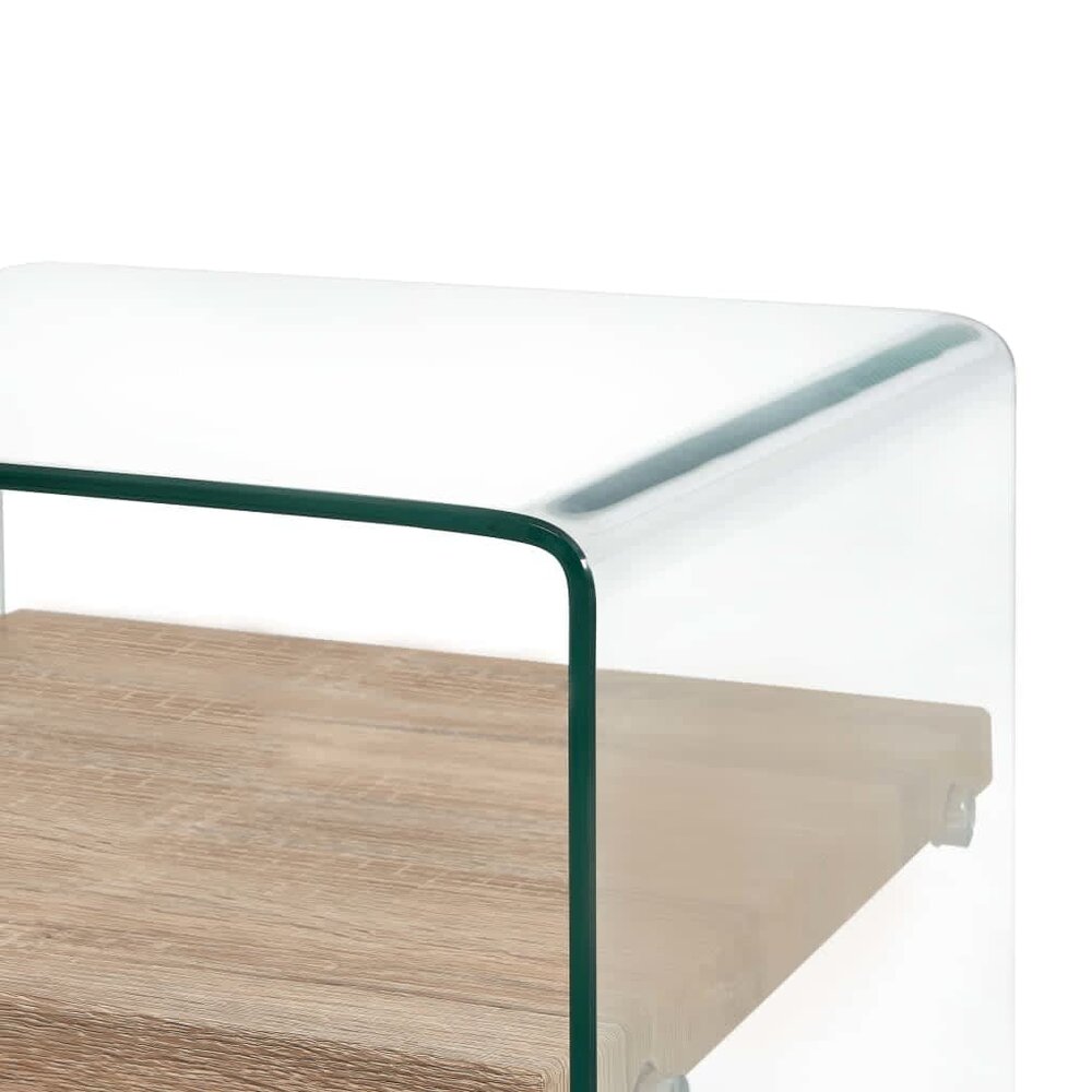 Salontafel Jeffrey 50x50x45 cm gehard glas transparant - detail