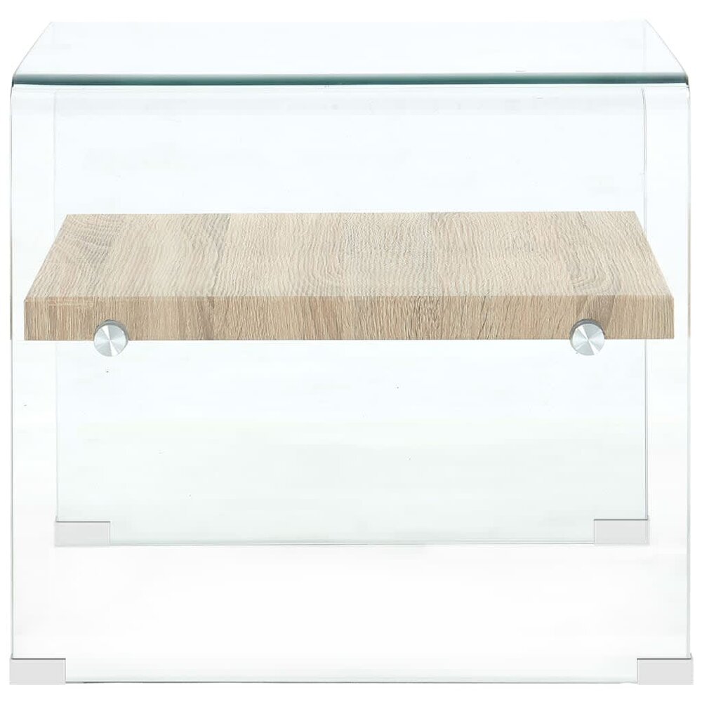 Salontafel Jeffrey 50x50x45 cm gehard glas transparant - zijaanzicht