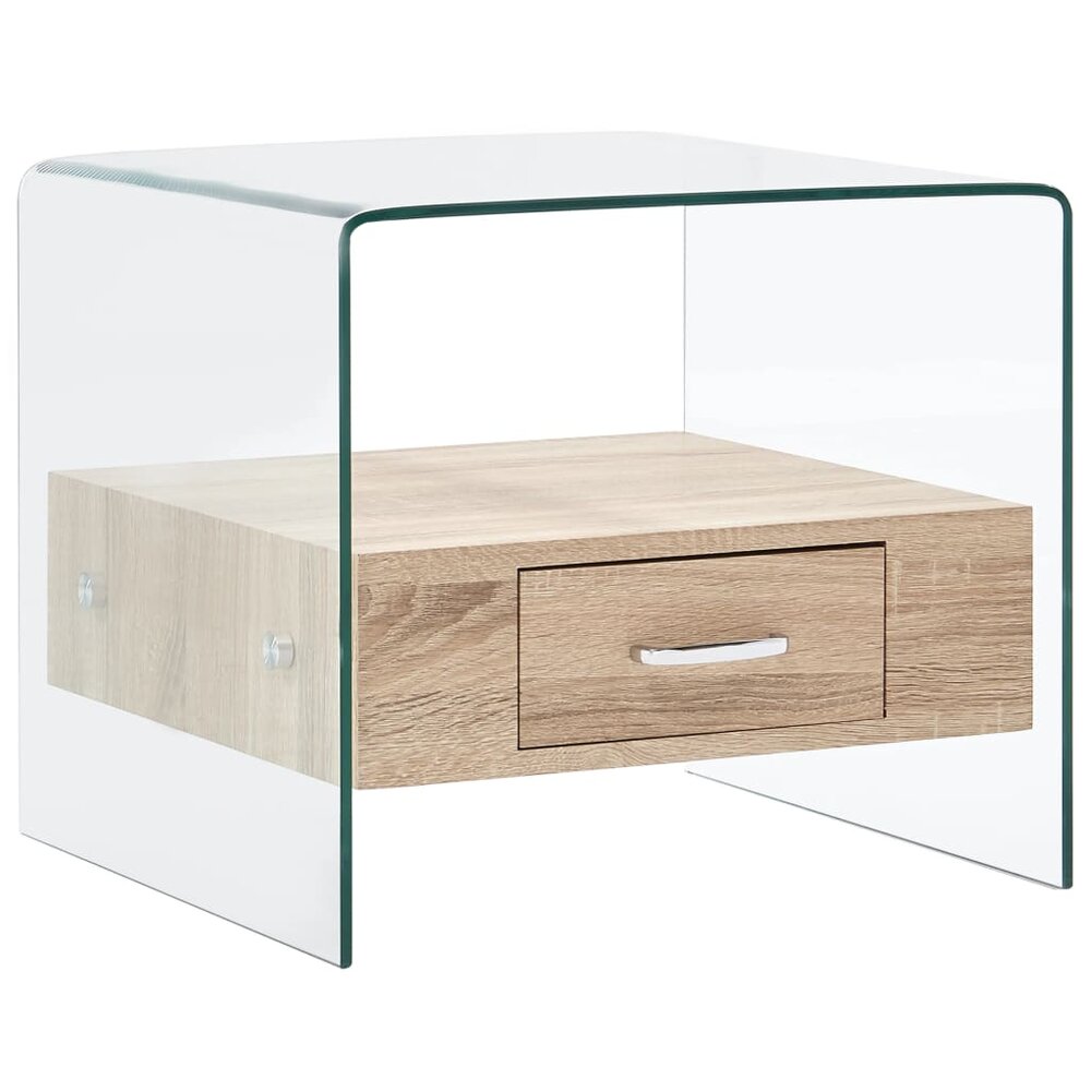 Salontafel Janine met lade 50x50x45 cm gehard glas