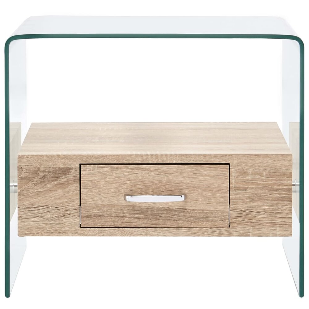 Salontafel Janine met lade 50x50x45 cm gehard glas - vooraanzicht