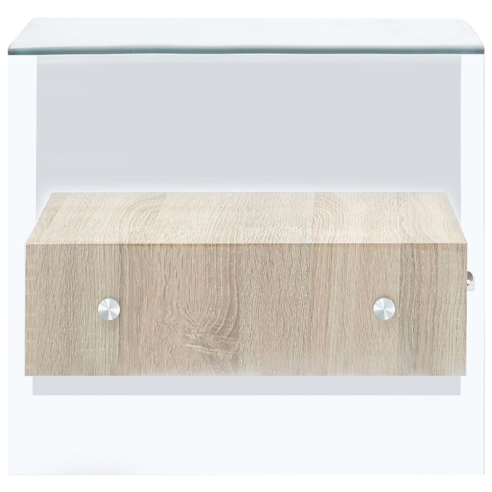 Salontafel Janine met lade 50x50x45 cm gehard glas - zijaanzicht