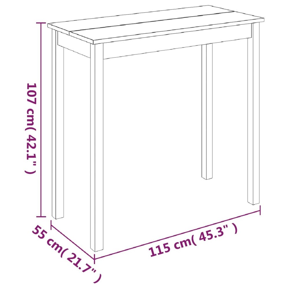 Bartafel Manders 115x55x107 cm MDF zwart