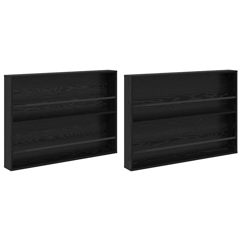 Tijdschrift wandrek Varia 2 st Zwart Eiken 100 x 12 x 70 cm