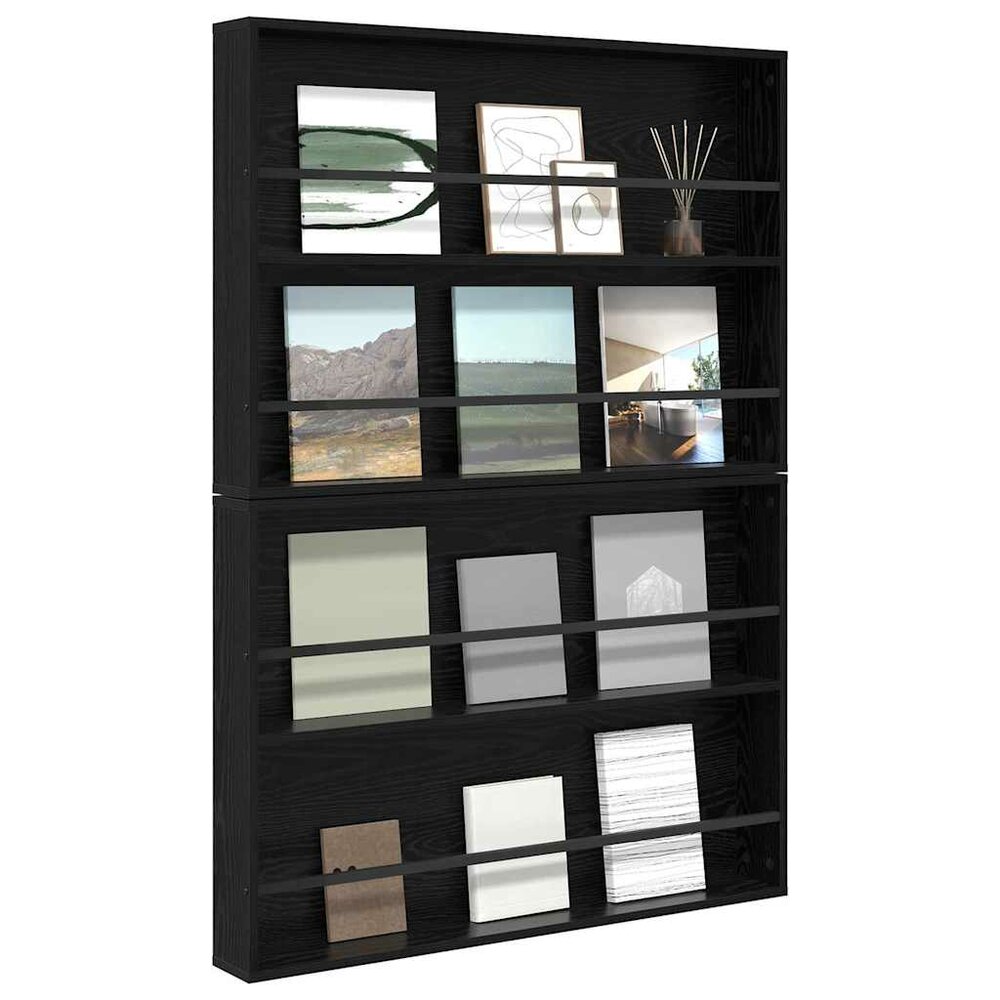 Tijdschrift wandrek Varia 2 st Zwart Eiken 100 x 12 x 70 cm