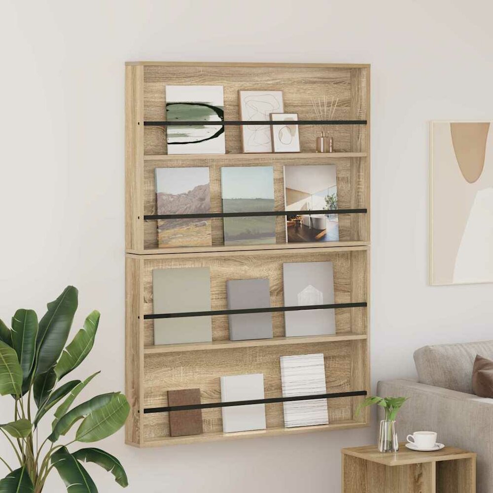 Tijdschrift wandrek Varia 2 st Sonoma Eiken 100 x 12 x 70 cm 