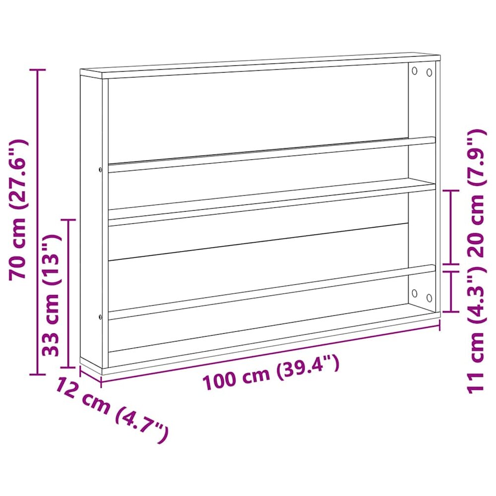 Tijdschrift wandrek Varia 2 st Sonoma Eiken 100 x 12 x 70 cm 
