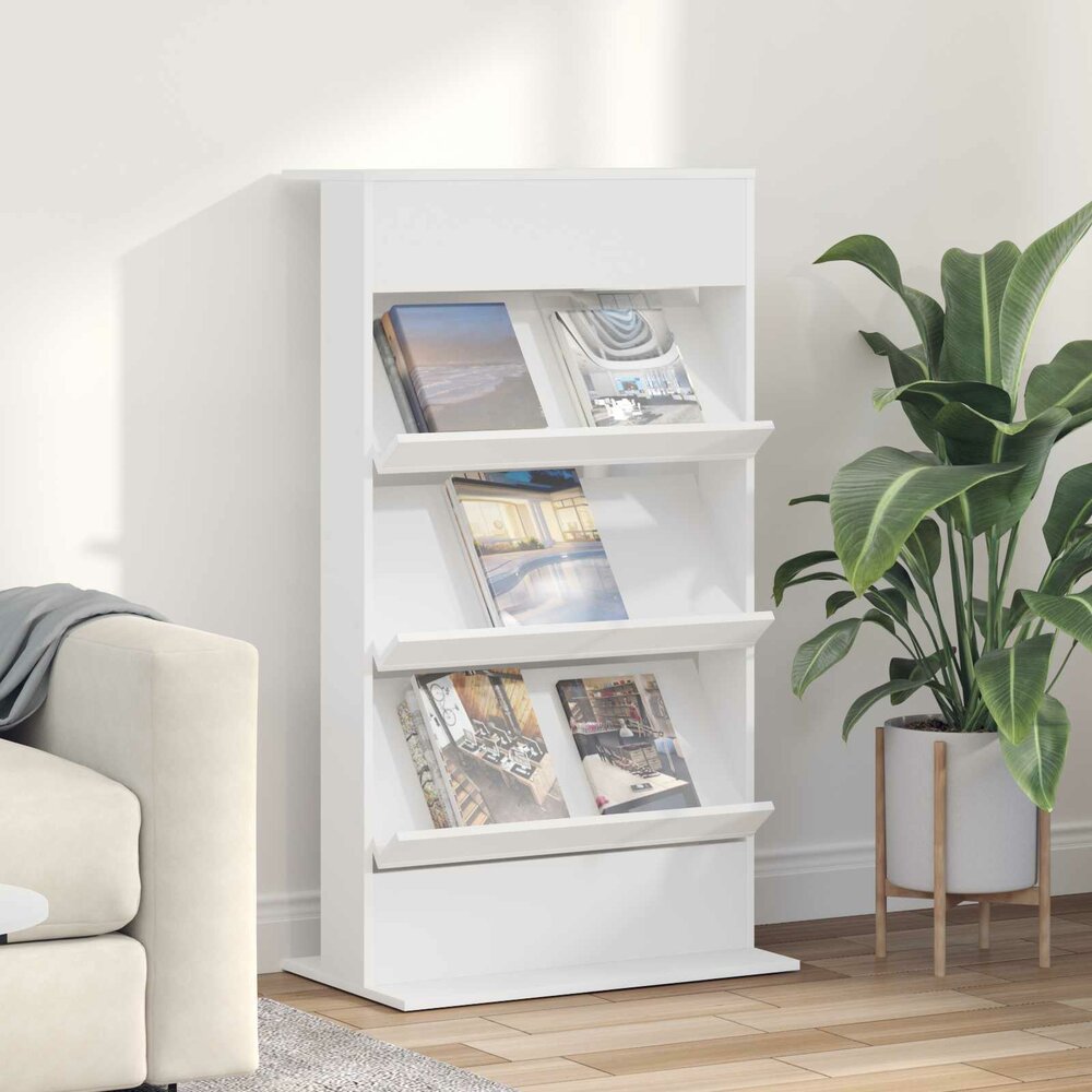 Tijdschrift Rek Magazine Wit 70 x 41 x 126 cm Bewerkt hout - sfeerbeeld