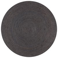 Vloerkleed handgemaakt rond 150 cm jute donkergrijs