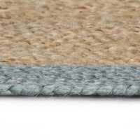 Vloerkleed handgemaakt met olijfgroene rand 150 cm jute
