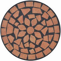 Moza&iuml;ek bijzettafel rond terracotta en zwart