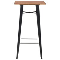 Bartafel Tom 60x60x108 cm massief hout staal zwart