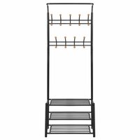 Halkast kledingrek met schoenenopberger 68x32x182,5 cm zwart