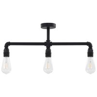 Meubelen-Online - Plafondlamp Indus zwart voor 3xE27