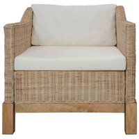 Meubelen-Online - Fauteuil Lombok met kussens natuurlijk rotan