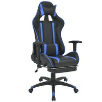 Meubelen-Online - Bureaustoel gamestoel Speed verstelbaar met voetensteun blauw