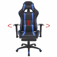 Meubelen-Online - Bureaustoel gamestoel Speed verstelbaar met voetensteun blauw