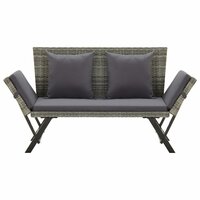 Meubelen-Online - Tuinbank Lazy met kussens 176 cm poly rattan grijs