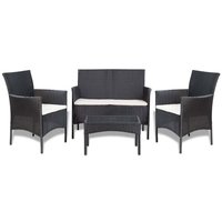 Meubelen-Online - Loungeset Francien met kussens poly rattan zwart