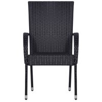 Meubelen-Online - Tuinstoel Marga stapelbaar set 2 st poly rattan zwart