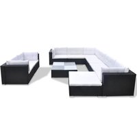 Meubelen-Online - Loungeset Alure met kussens poly rattan zwart 10-delig