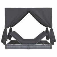 Meubelen-Online - Ligstoel Princess Ligbed met gordijnen poly rattan grijs